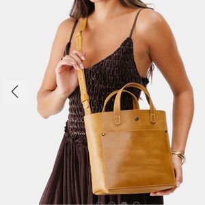 New Portland Leather Mini Classic Crossbody Tote in Mango